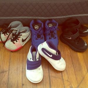 Four pair of boy sneakers